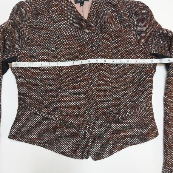 Ann Taylor Black, Brown, White, Pink Blazer Women’s Size 6 Crop Moto Style - Picture 7 of 10